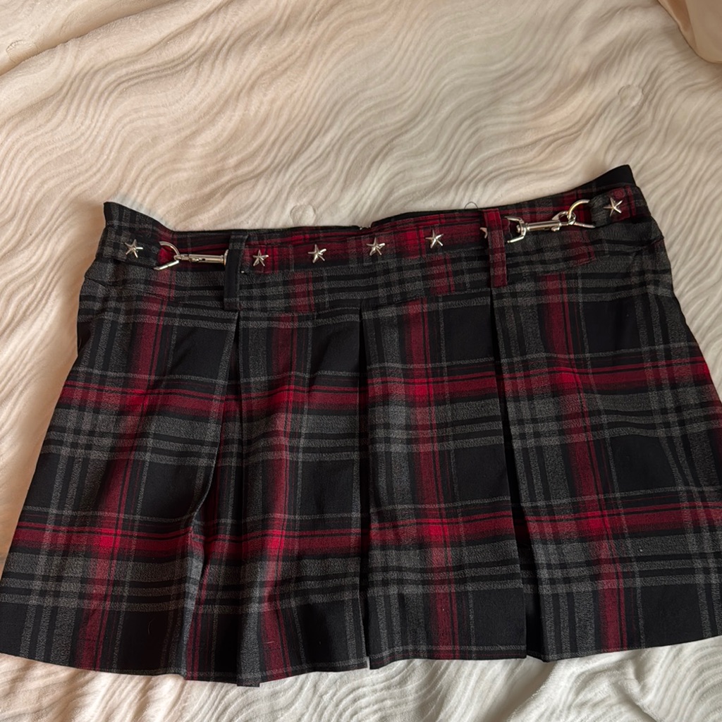 Chic Plaid Skater Skirt With Star Details